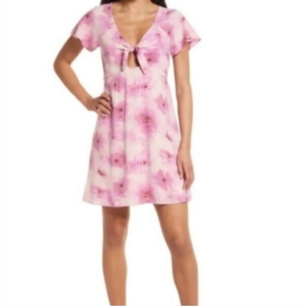 Abound Floral V-neck Cutout Mini Skater Dress Pink Sz S NWT Coquette Feminine